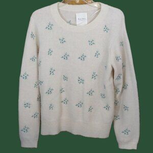 Part Two Copenhagen Cream Pullover Sweater Embroidered Crew Neck Large